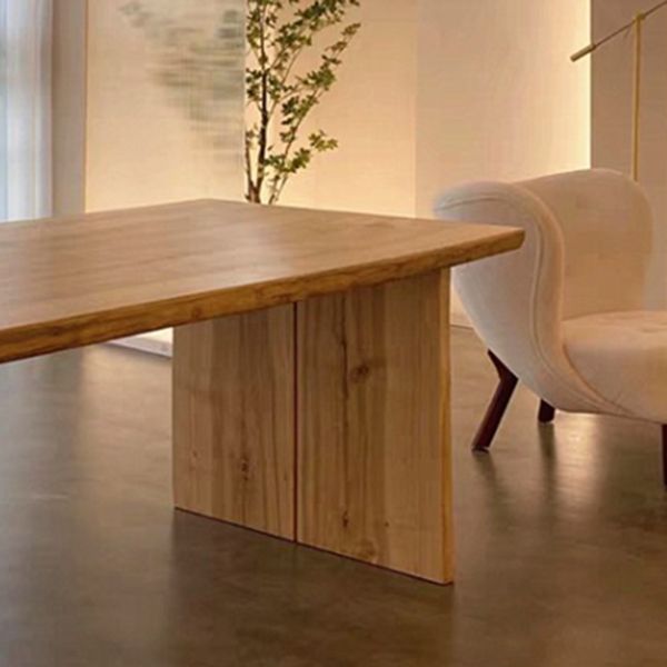 Modern Ash Wood Table for Restaurant Rectangle Kitchen Table with Double Pedestal