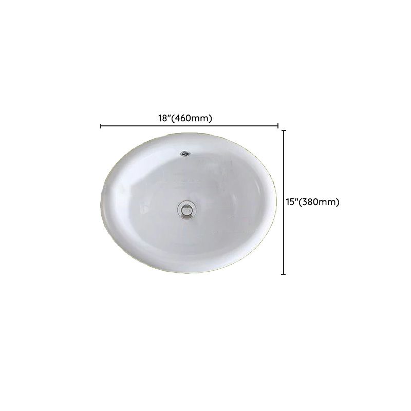 Traditional Drop-in Bathroom Sink Oval Porcelain with Faucet Basin Sink