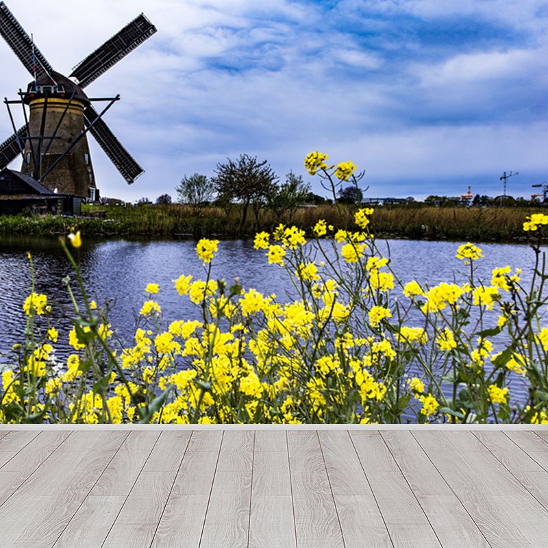 Whole Riverside Windmill Mural Decal for Wall Decor Contemporary Guest Room Wall Art