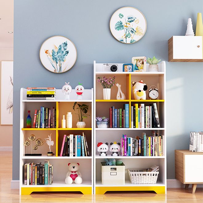Contemporary Closed Back Bookshelf Freestanding Cubby Storage Bookcase