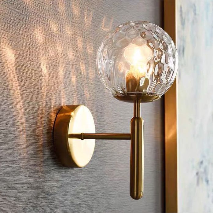 Nordic Style Single Light Wall Mounted Light Ball Glass Shade Wall Lighting for Bedside