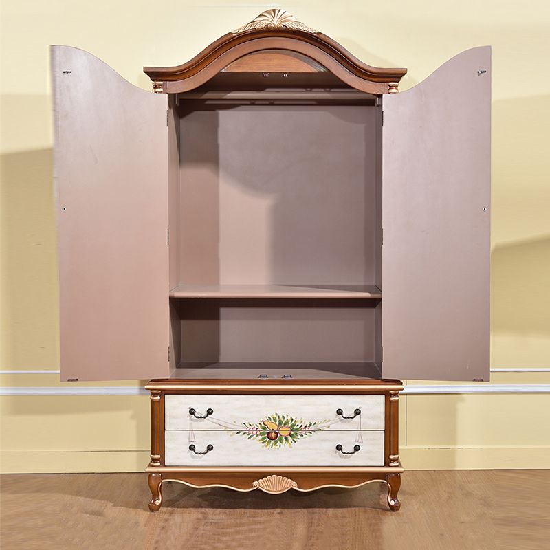 Matte Finish Wood Cabinet with Garment Rod Coastal Storage Cabinet with Hinged Doors