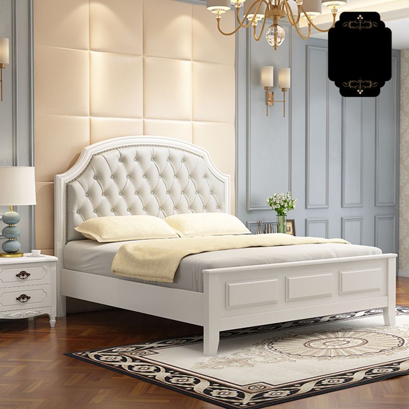 Traditional Scooped Panel Headboard Standard Bed with Button-tufted