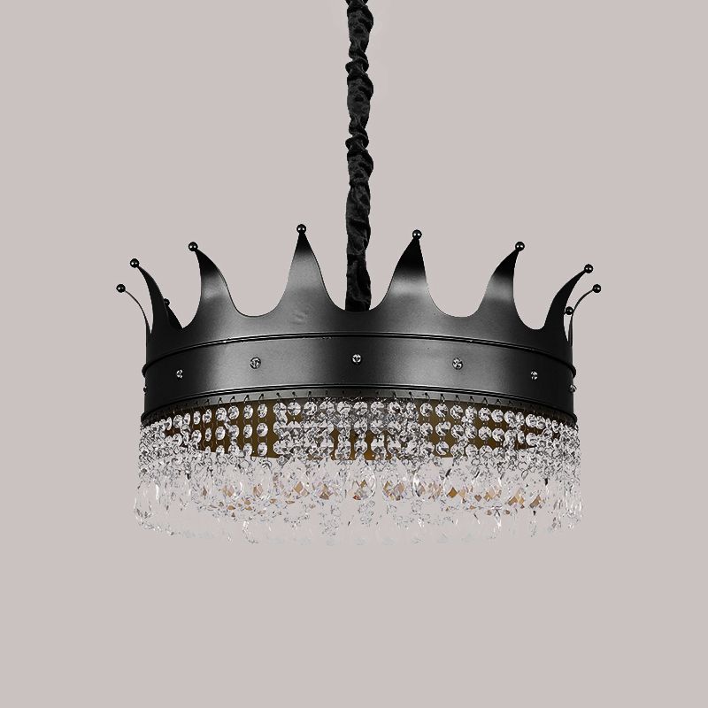 Bambini 4/5/5/6 luci a pendente lampadario nero a forma di corona a forma di crynal Ap apolpito con tonalità metallica