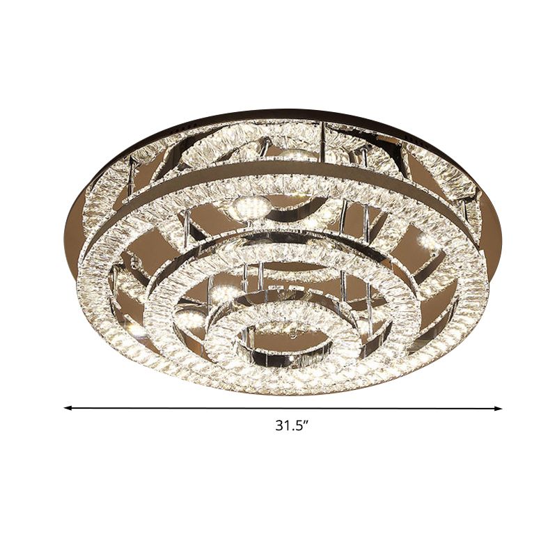Lámpara empotrada de anillo LED, iluminación empotrada de cristal cromado de estilo moderno para dormitorio, 21,5 "/31,5" de ancho