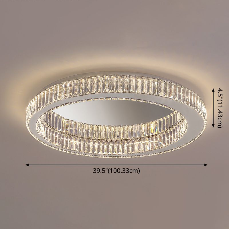 Sliver Crystal Circular Flush mount Ceiling Lamp Modern Style LED Flush Mount Lighting for Bedroom
