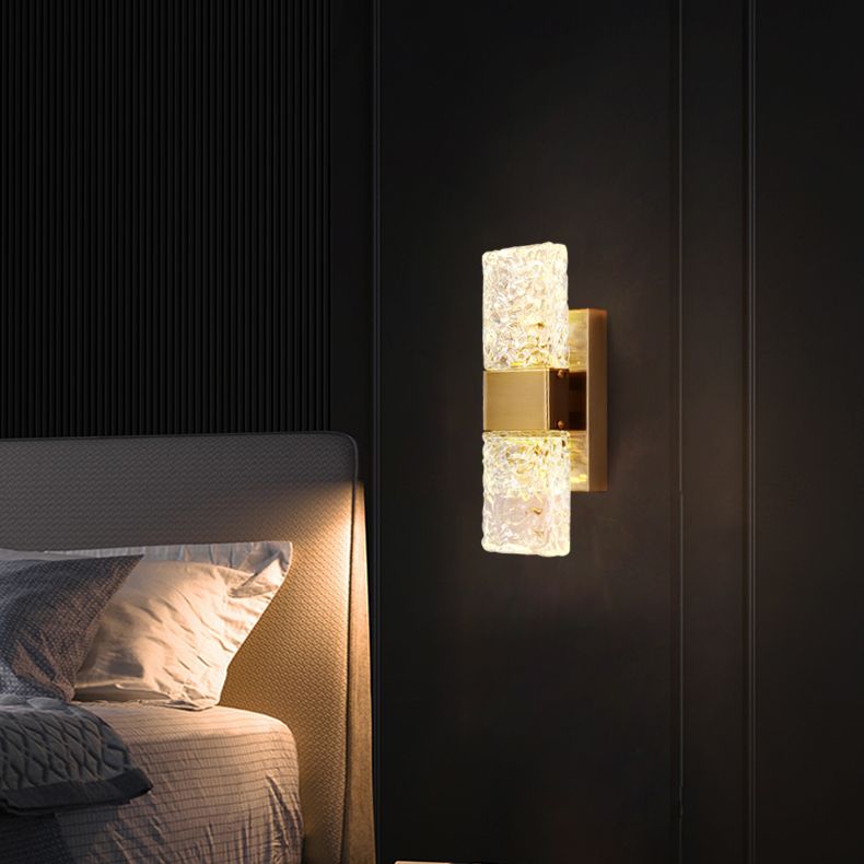 Postmodern Crystal 1-Light Wall Mount Lamp Rectangular Wall Sconce for Bedroom