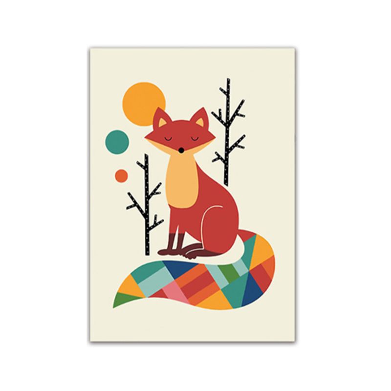 Kids Style Animal Canvas Art Pastel Color Textured Wall Decor for Childrens Bedroom