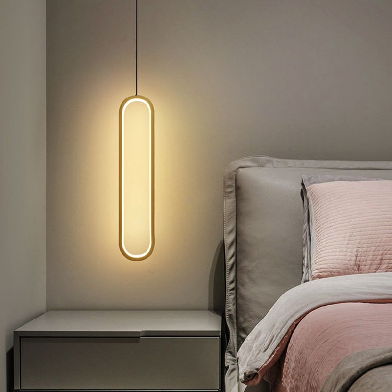 Linear Shape Metal Pendant Light Modern Style 1-Light Hanging Lamp