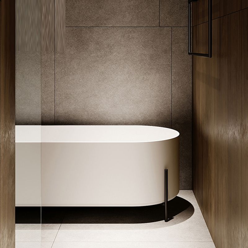 Oval Stone Soaking Bathtub Antique Finish Back to Wall Bath Tub