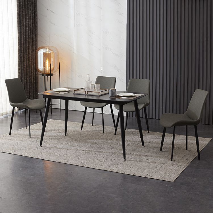 Industrialstil Sintered Stone Tisch schwarz 4 Beine Basis Rechtecktisch für Zuhause
