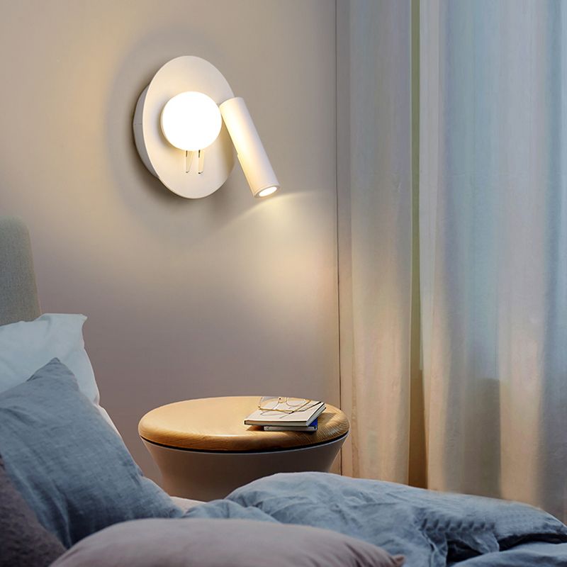 Modern LED Metal Wall Sconce Geometric Shape Wall Light with Acrylic Shade for Bedroom