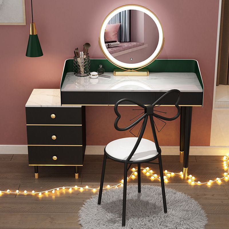 Glam Vanity Table Stone Top 15.75" W Makeup Desk with Drawers