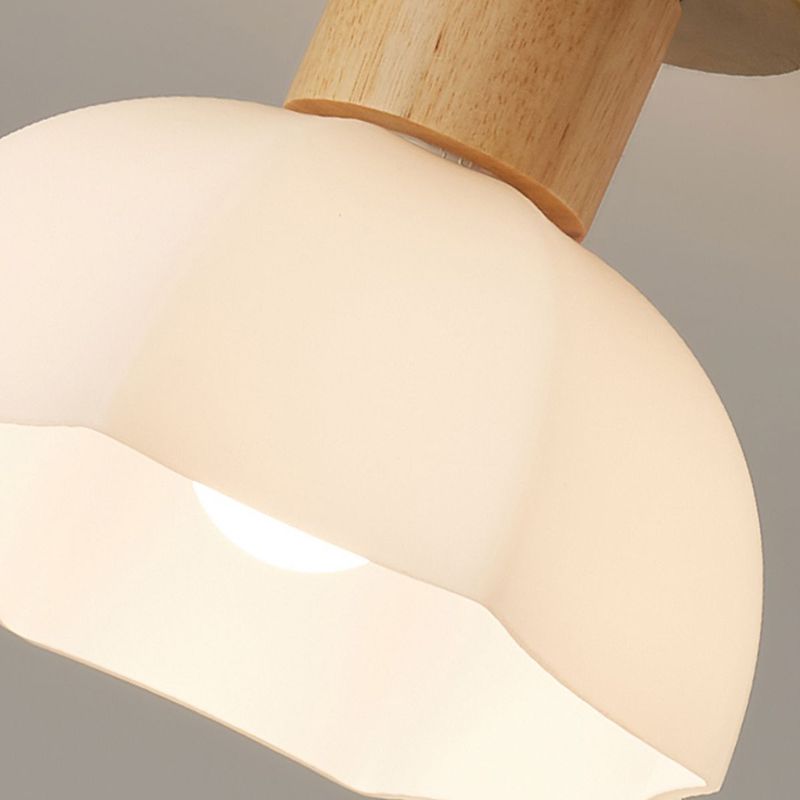 Modern Ceiling Light Wooden Flush Mount Ceiling Light Fixture with Glass Shade