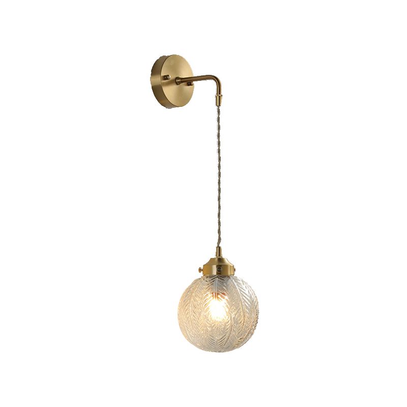 Modern Globe Shape Wall Mounted Sconce Glass Shade Wall Lights for Bedroom