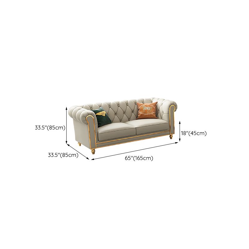 33"W Mid Century Modern Sofa Bed Rolled Arm Cushions Sofa with Pillows