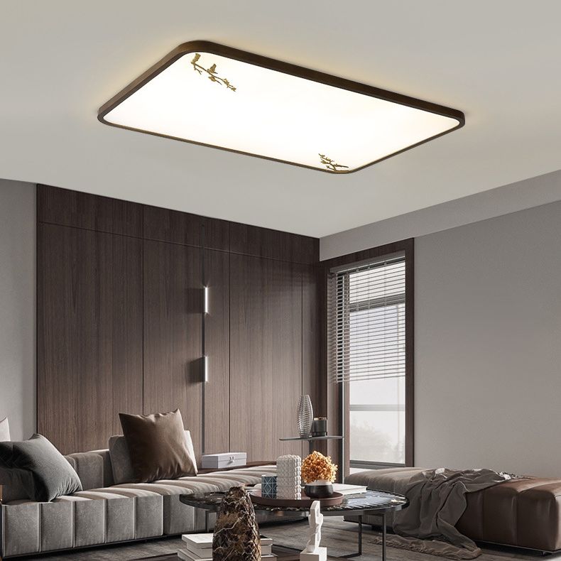 Geometrisches Wohnzimmer Flush montiert Licht Holz Nordic LED Flush Licht in Braun mit Faux Plant Decor