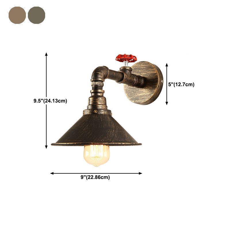 Industrial Style Cone Shape Wall Lamp Metal 1 Sconce Light in Bronze Wall Sconce