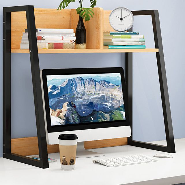 Contemporary Shelf Bookcase Metal and Wooden Book Shelf for Study Room