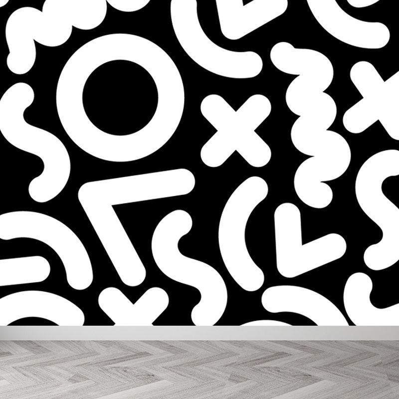 Math and Geometry Wall Mural Black and White Modern Wall Art for Child Room, Made to Measure