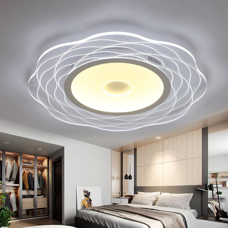 Super-Thin Scalloped Bedroom Flush Light Acrylic Minimalist LED Flush Mount Ceiling Lamp in Warm/White Light, 16.5"/20.5"/31" W