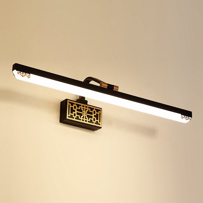 Obelle linéaire Mall Murce moderne 1 Miroir lumineux Miroir mural Moup Light Aymat en noir