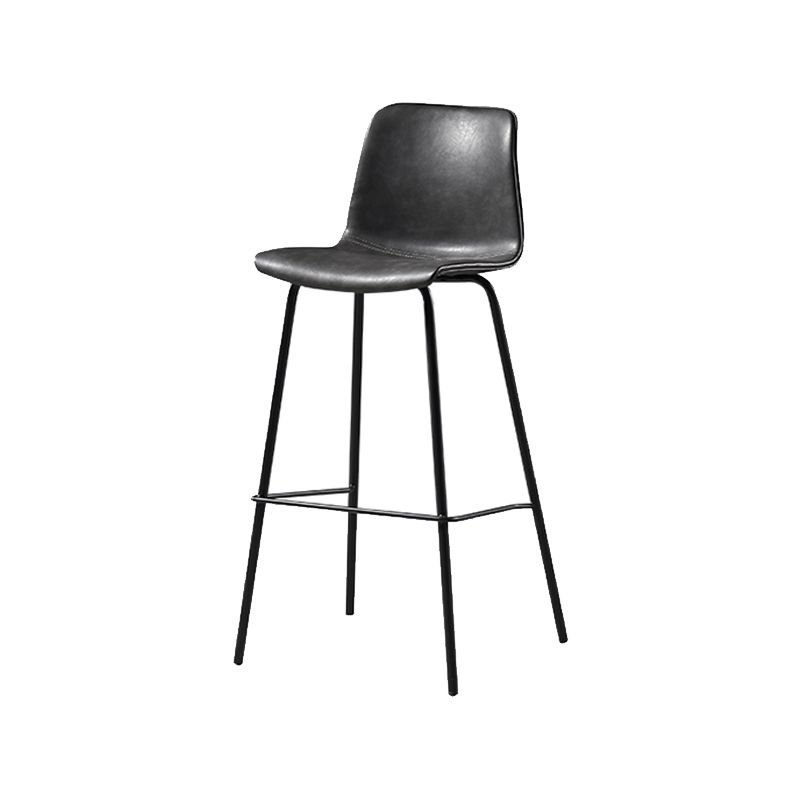 Contemporary Backrest Faux Leather Armless Bar Stool with Footrest