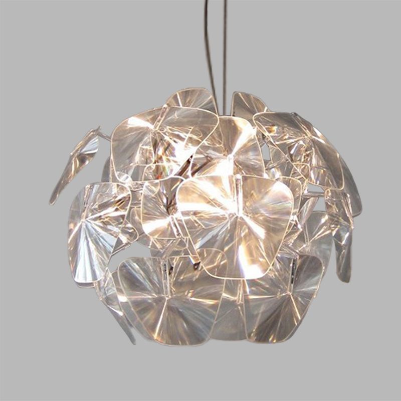 Clear Blossom Ceiling Suspension Light Modernist 1 Head Acrylic Panel Hanging Pendant