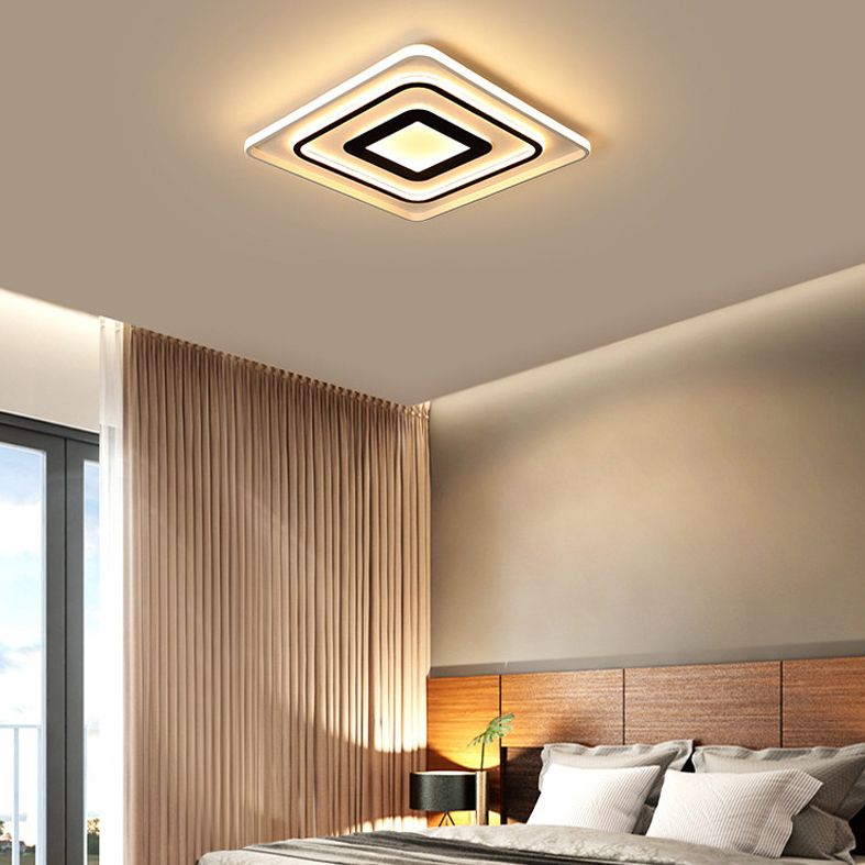 Plafonnier LED en métal de Style nordique, lampe encastrée en noir et blanc pour chambre à coucher