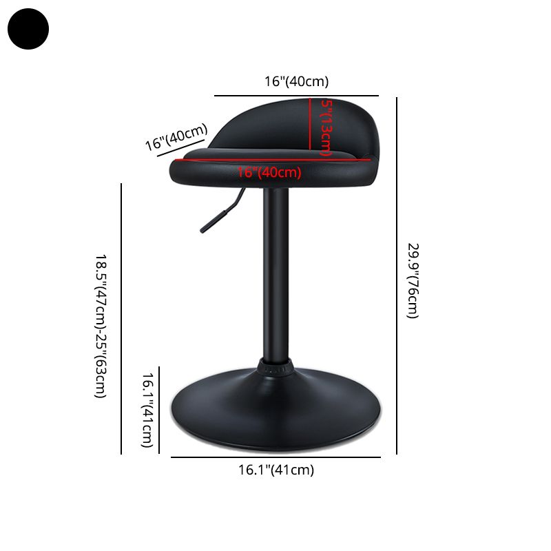 Black Modern Metal Bar Stool Adjustable Footrest Low Back Indoor Stool
