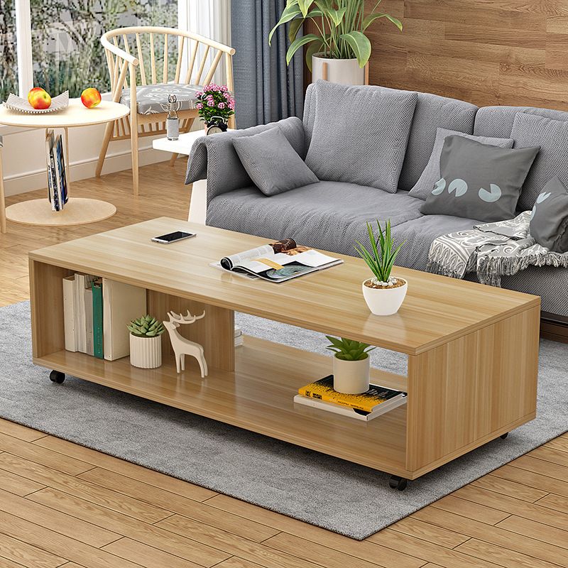 Modern 1 Single Coffee Table Sheet Material Cocktail Table with Casters