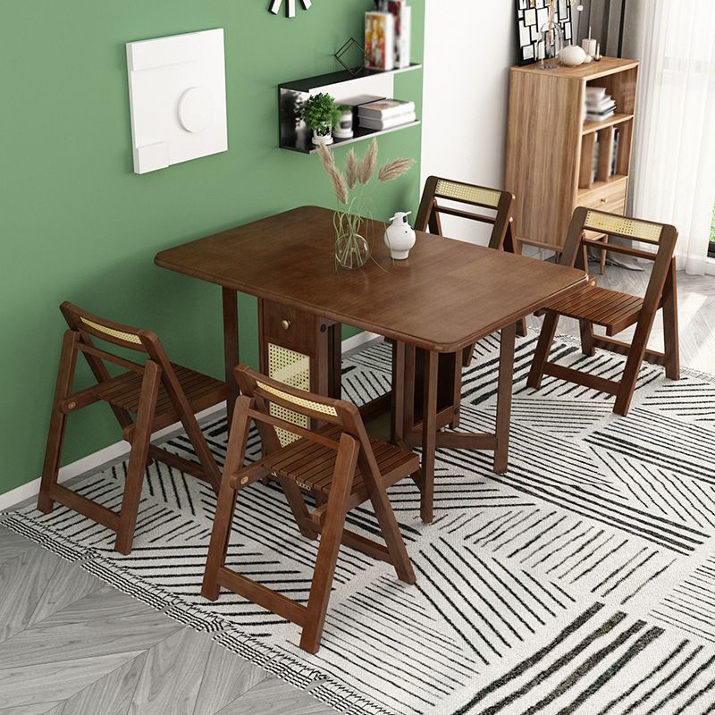 Mid-Century Folding Table Solid Wood Dining Site Table,51.2"L x 35.4"W x 29.5"H