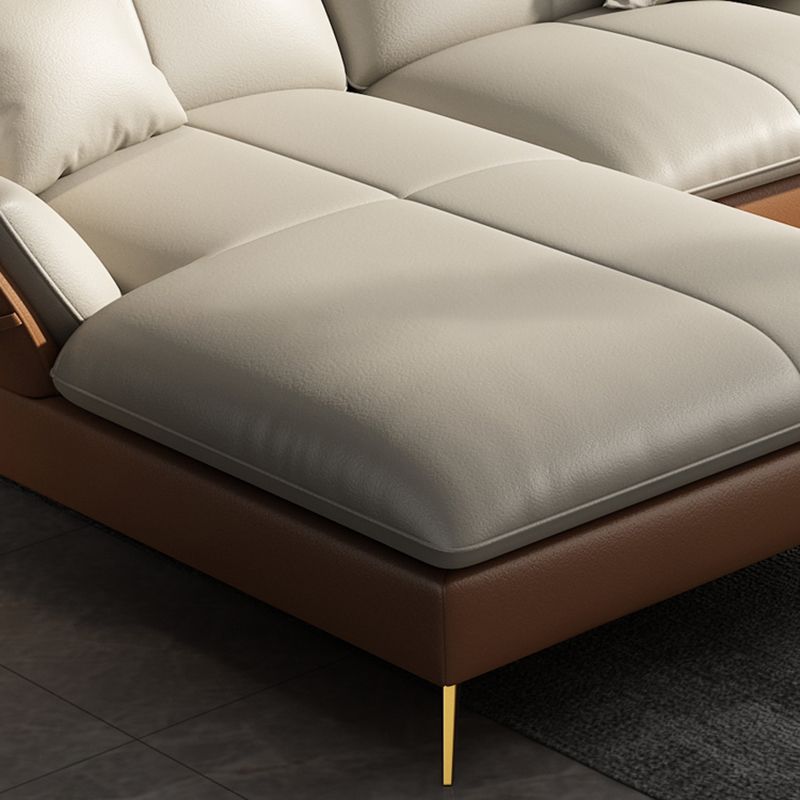 Faux Leather Cushion Back Sectional 32.68"High Pillow Top Arm Sofa with Storage