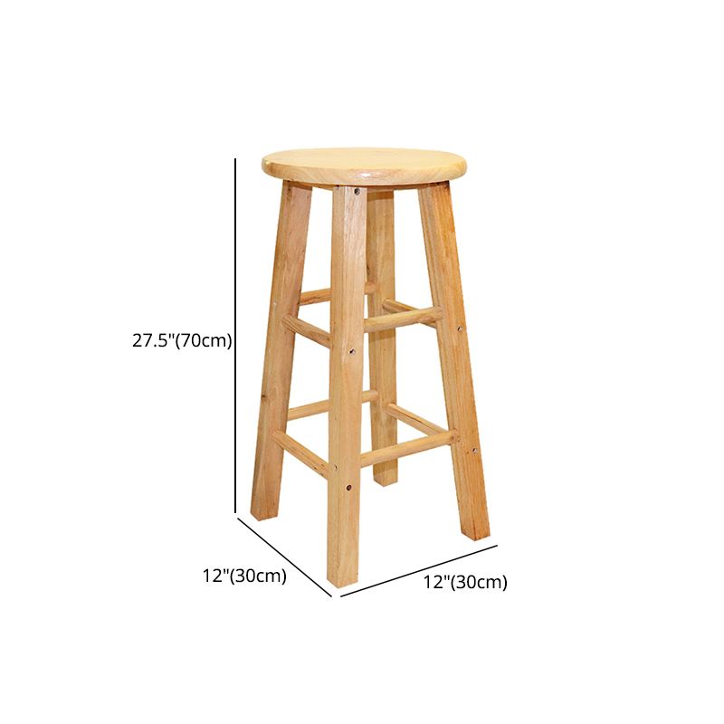 Modern Armless Backless Counter Stool Wood Cashier Bar Stool with Wooden Seat and Pedal