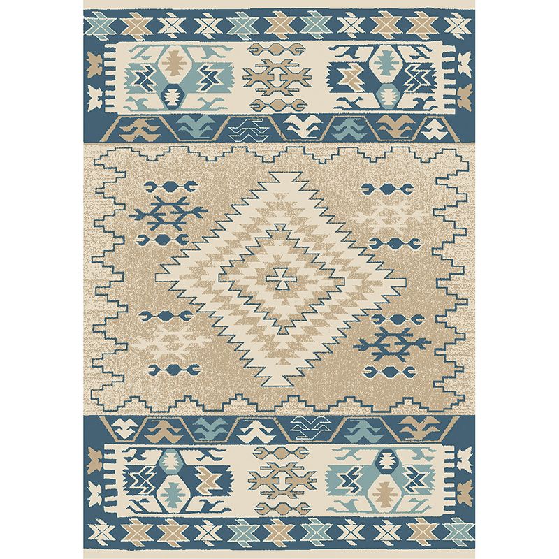 Grey Tone Antique Area Carpet Polyester Tribal Print Indoor Rug Anti-Slip Backing Carpet for Bedroom