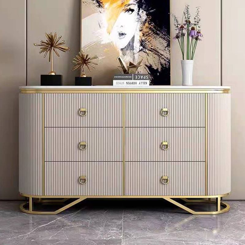15.6-inch Width Classic Glam Storage Chest Stone Dresser with 6 Drawers