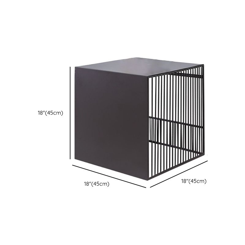 Frame 2 Nesting Square Coffee Table Set Black Iron Cocktail Table with Storage Shelf
