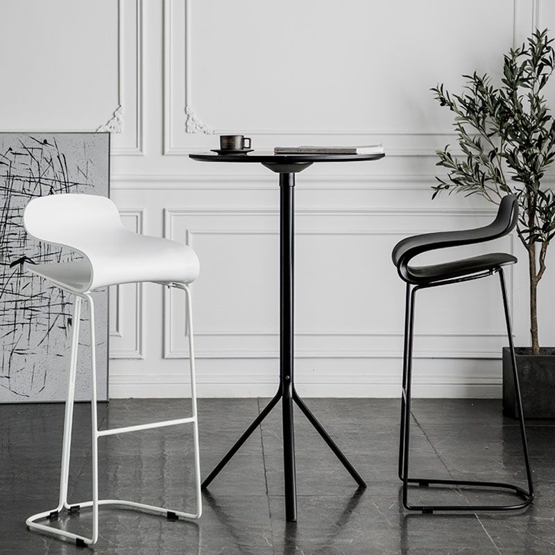 Modern Living Room Footrest Stool Matte Finish Plastic Barstool