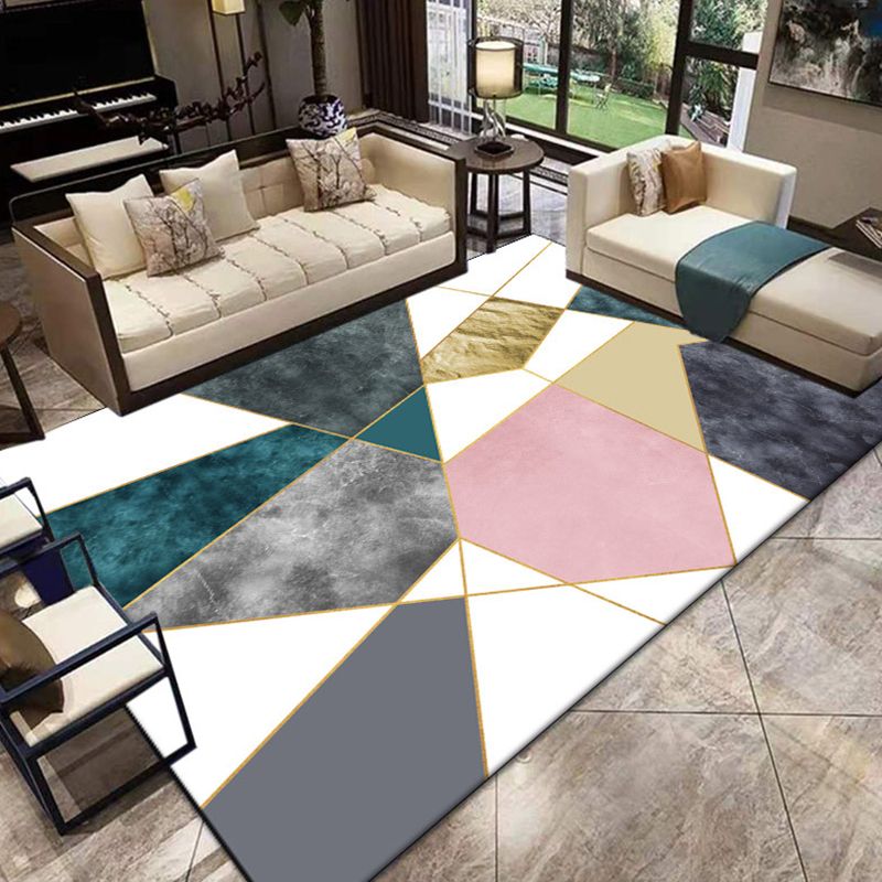 Modern Geometric Rug Carpet Stain Resistant Rug for Living Room