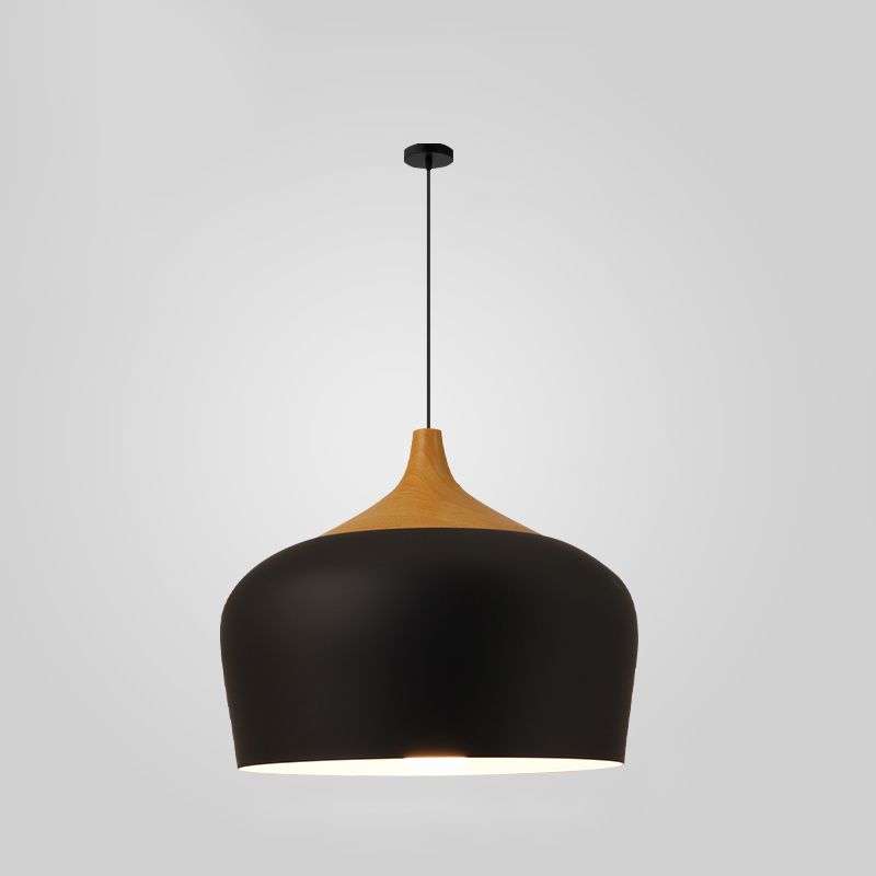 Bowl Shape Hanging Lighting Modern Macaron Style Metal 1-Light Pendant Lamp for Restaurant