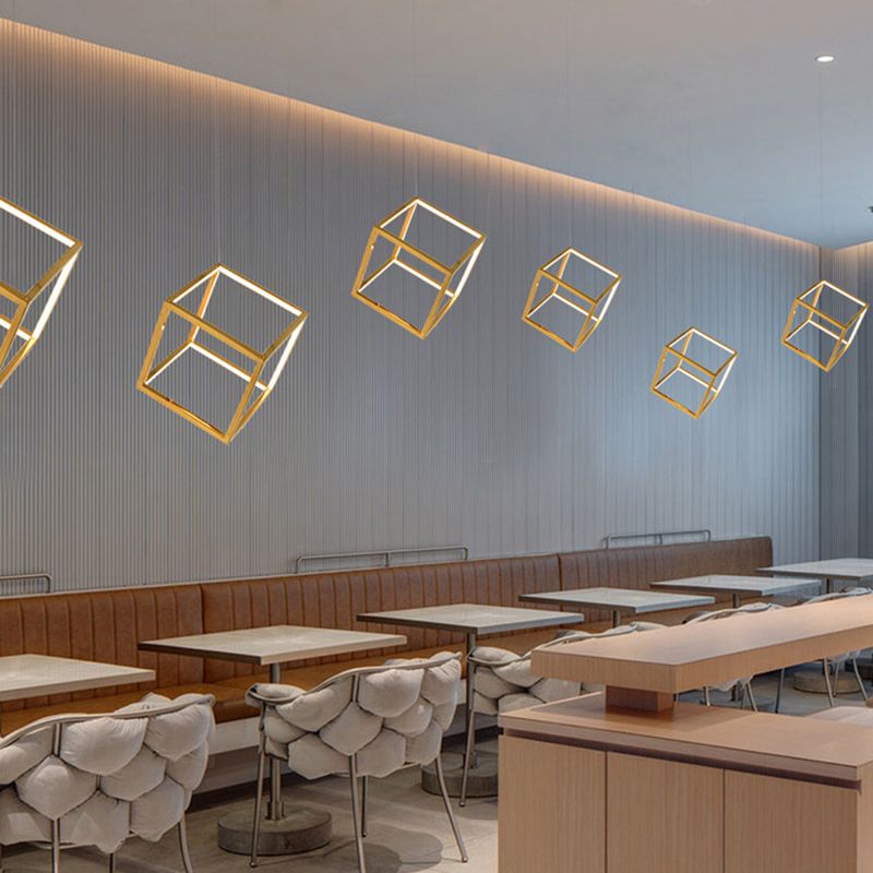 Lampe à suspension géométrique nordique Aluminium Salon LED Pendard Lightture en or