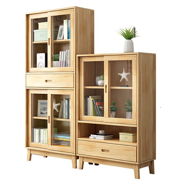 Wooden Modern Bookcase Standard Natural Closed Back Bookshelf with Shelves