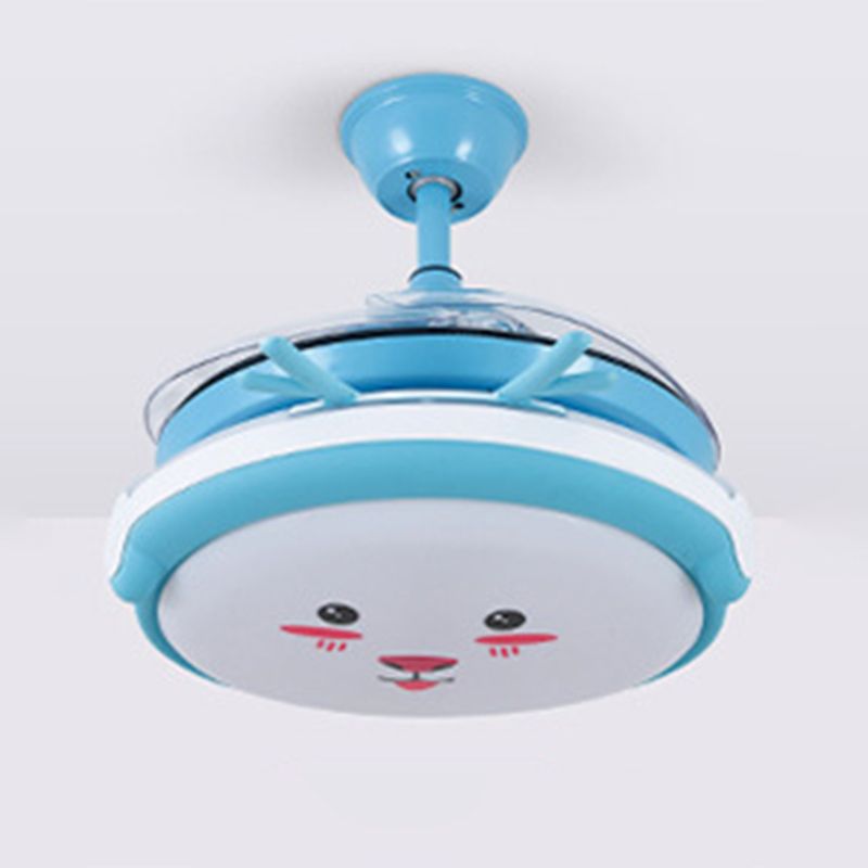 Drum Shade Hanging Lüfter Lampe Cartoon Acryl-Kindergarten-LED Semi Flush-Mount Light