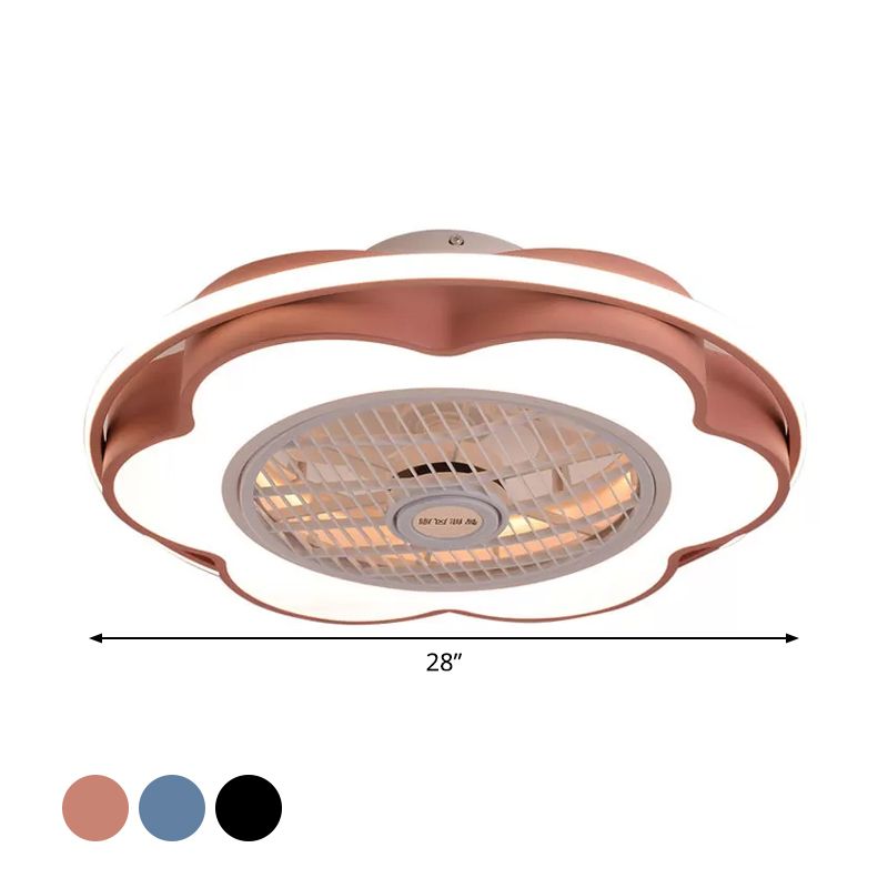 MODERNAL MOTALLISME MÉTALLIQUE DE 28 "LEDTHER LED PADIR LAMPE FAN PRODUCE FAN en noir / rose / bleu