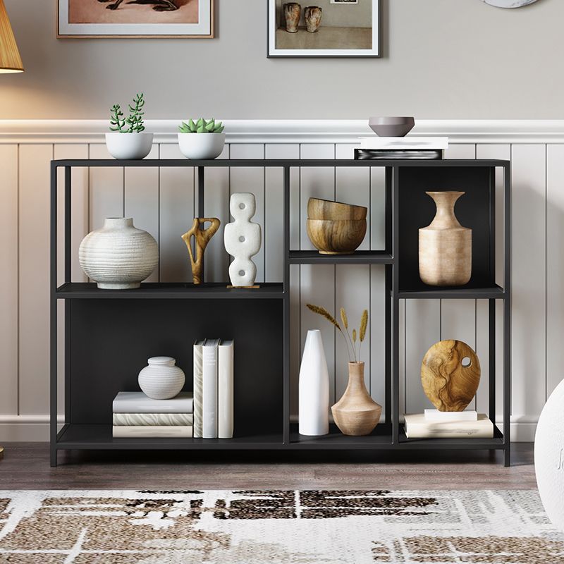 Horizontal Metal Bookcase Modern Open Back Bookshelf with Shelves