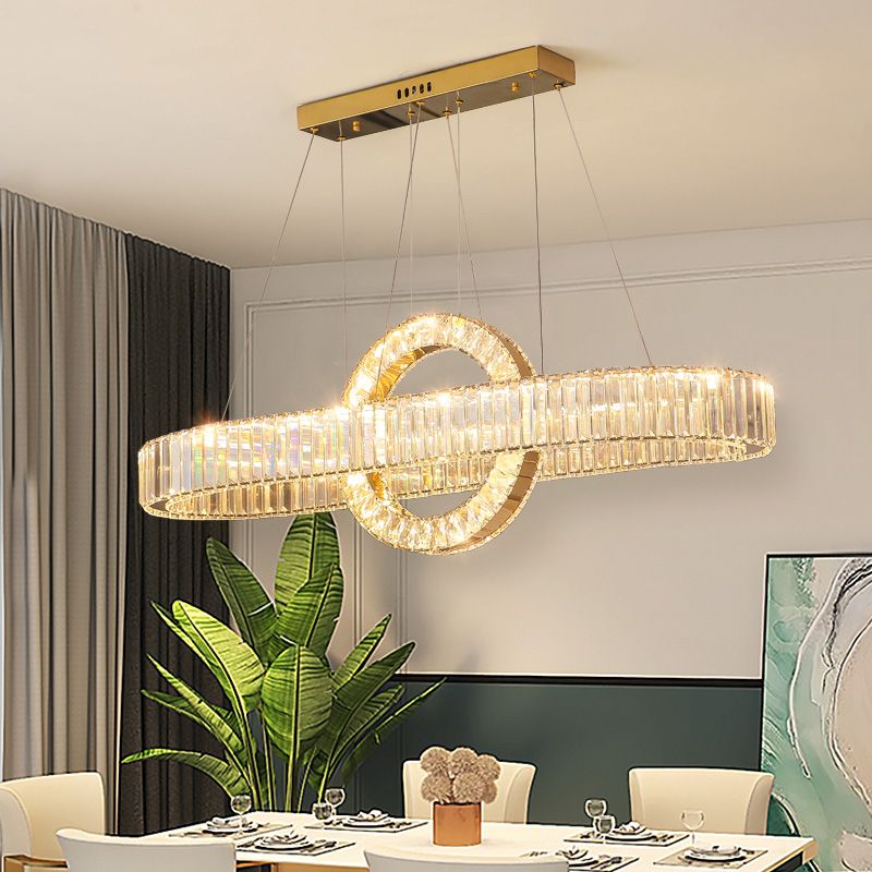 Contemporary Luxury Pendant Lights Crystal 2-Light Island Light in Gold