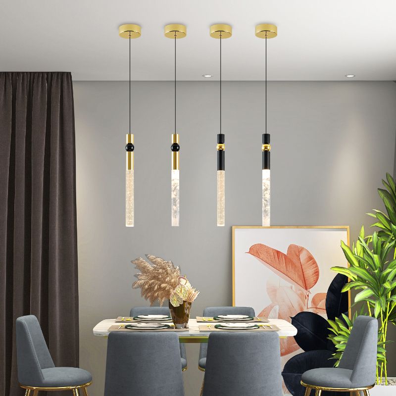 Tubular Crystal Drop Lamp Minimalistisch 1-licht LED-hanglamp Licht armatuur voor restaurant