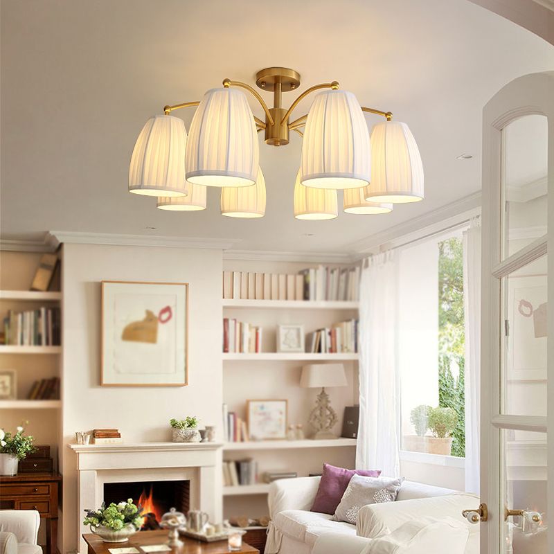 Modern Simple Ceiling Light Cylinder Shape Ceiling Lamp with Fabric Shade for Bedroom