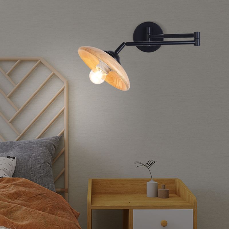 Modern Wooden Wall Lamp 1-Light Wall Light Sconce for Bedroom