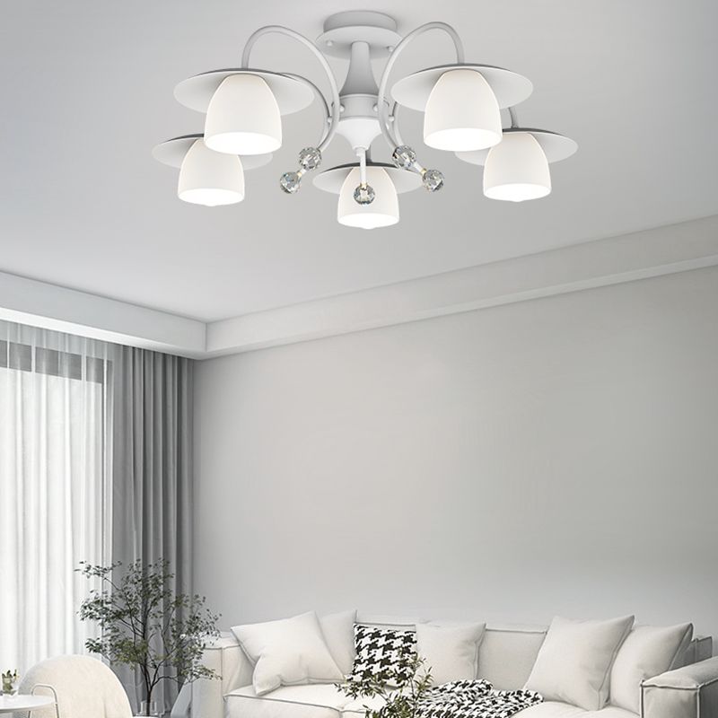 Modern Metal Flush Mount Cone Shape Ceiling Light with Glass Shade for Living Room